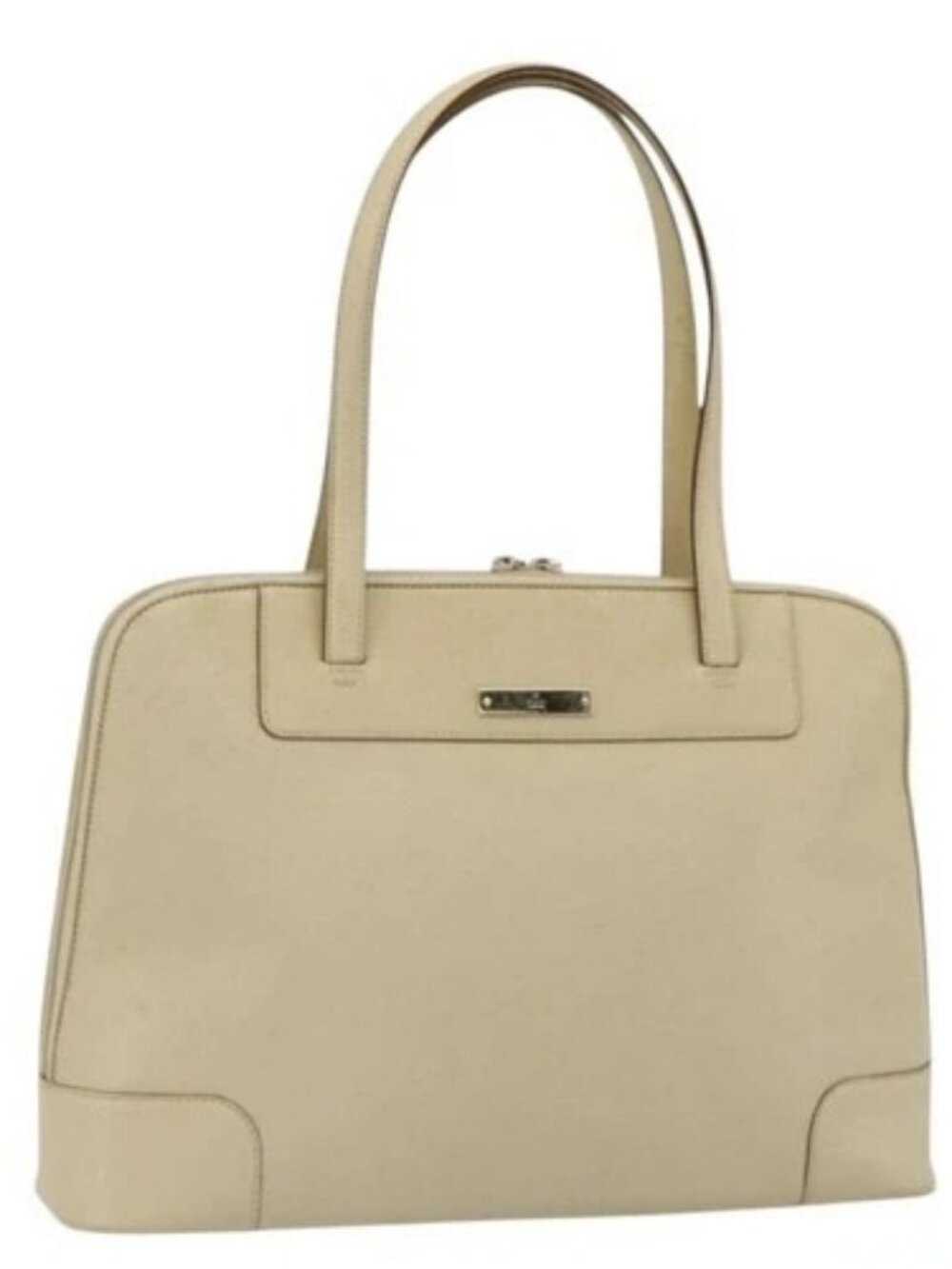 GUCCI Tote Bag Leather Beige Silver 002 1122 2684 Auth 178316
